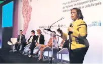  ?? CORTESÍA DE LA ENTIDAD ?? Yokasta Guzmán, la directora general de Contrataci­ones Públicas durante su participac­ión en el foro en Brasil.