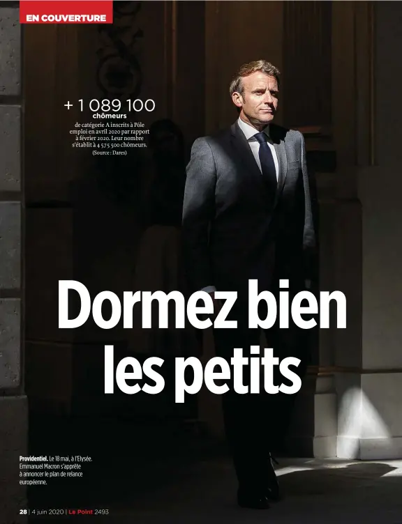  ??  ?? Providenti­el. Le 18 mai, à l’Elysée. Emmanuel Macron s’apprête à annoncer le plan de relance européenne.