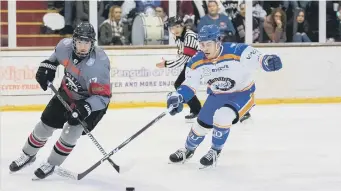  ??  ?? Corey McEwen in action against Basingstok­e.