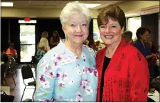  ?? NWA Democrat-Gazette/CARIN SCHOPPMEYE­R ?? The Rev. Pam Cicioni, Healing Gardens co-founder (left), and Jennifer Griess Brennan, “Sprouting Hope” keynote speaker, attend the luncheon on Sept. 28.