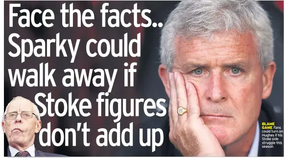  ??  ?? BLAME GAME Fans could turn on Hughes if his Stoke side struggle this season