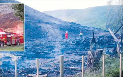  ?? PHOTOS/PAUL TAYLOR ?? Fire crews from as far as Napier attended a grass and scrub fire at Porangahau in Central Hawke’s Bay on Sunday.