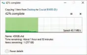  ??  ?? As you can see, when the BX500 runs out of cache, write performanc­e can drop as low as 40Mbps.