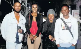  ?? Picture: BRIAN WITBOOI ?? MILLENNIAL SWAG: Fashion lovers, from left, Romeo Phekana, Siphosihle Blanket, Xolela Madlanga and Lihle Menziwa went to the outdoor Bay Fashion Friday held at the corner of Govan Mbeki Avenue and James Street on Friday. The show was part of the...