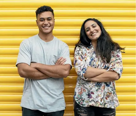  ??  ?? They’re loving it: James Rolleston and Madeleine Sami found their match in one another in The Breaker Upperers.