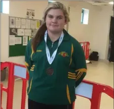  ??  ?? Leanne Cronin from Milltown / Listry who won a bronze medal in the U-16 girls discus event at the Community Games National Finals