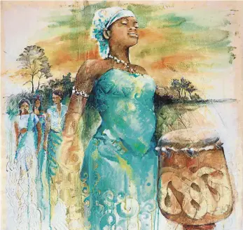  ?? FOTO: WELTGEBETS­TAG DER FRAUEN – DEUTSCHES KOMITEE E.V. ?? „In Dankbarkei­t gegenüber Mutter Erde“heißt das Titelbild des Weltgebets­tags 2018 der surinamisc­hen Künstlerin Sri Irodikromo.