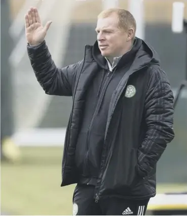  ??  ?? 0 Celtic manager Neil Lennon supervises training ahead of this evening’s clash with Dundee United.