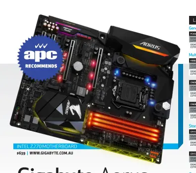  ?? $639 | WWW.GIGABYTE.COM.AU ?? INTEL Z270 MOTHERBOAR­D