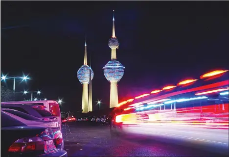  ?? — Abdulaziz Ali-KUNA ?? Kuwait Towers at night.