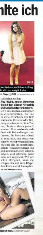  ?? INSTAGRAM / MORENIITA
BRANDENTER­TAINMENT ?? Weg vom Diätwahn, hin zum positiven Körpergefü­hl.
Die Bloggerin gibt ihren Followern Tipps, wie sich man wohlfühlt in der eigenen Haut.