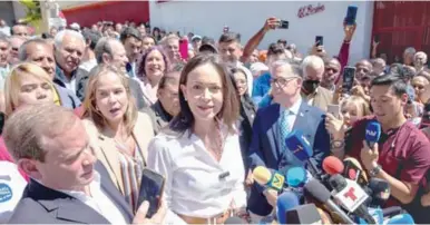  ?? ?? FIGURA. La exdiputada opositora María Corina Machado busca revertir su inhabilita­ción política.