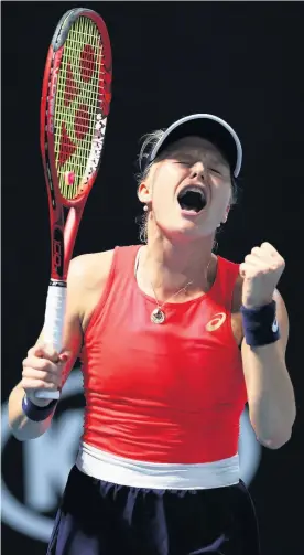  ??  ?? Harriet Dart celebrates match point against Misaki Doi in Melbourne