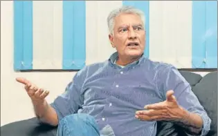  ?? KESHAV SINGH/HT ?? Punjab Congress party chief Sunil Jakhar during an interview at the HT office in Mohali on Friday.
JAKHAR UNPLUGGED