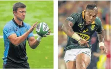  ??  ?? Spoilt for choice: Handré Pollard, left, and Elton Jantjies will be vying for the flyhalf berth against Ireland.