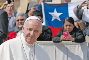  ??  ?? Pope Francis in Chile.