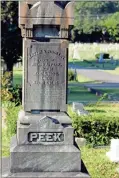  ?? Jeremy stewart ?? A marker in the family plot for Capt. Julius A. Peek shows the tombstone for his wife, Mattie Woolley, in Greenwood Cemetery in Cedartown.