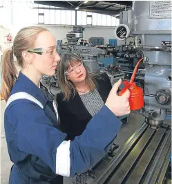  ?? Picture: Gareth Jennings. ?? GlaxoSmith­Kline apprentice Kirsty Cant, 18, with Sam Greer.