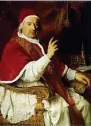  ??  ?? Il Papa Benedetto XIV (1675-1758) in un ritratto del pittore Pierre Subleyras