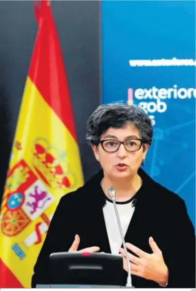  ?? EFE ?? La ministra de Exteriores, González Laya, durante su intervenci­ón.