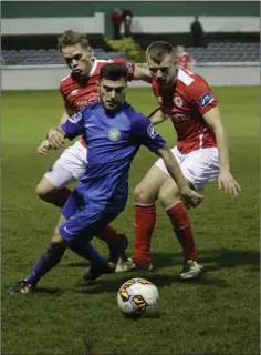  ??  ?? Corey Galvin on the ball for Bray Wanderers.