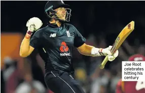  ??  ?? Joe Root celebrates hitting his century