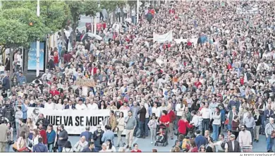  ?? ALBERTO DOMÍNGUEZ ?? Manifestac­ión del 15 de marzo de 2019 ‘Huelva se mueve’.