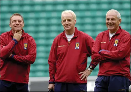  ??  ?? Tommy Burns with Ally McCoist and Walter Smith in 2006, above, while left, in 1986 after a penalty shootout success, and right, celebratin­g Celtic’s 1995 Scottish Cup win