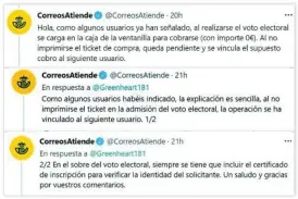  ??  ?? Explicacio­nes que Correos ofreció en Twitter tras ser reclamada por numerosos ciudadanos