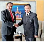  ??  ?? Tourism Minister John Amaratunga with Tourism Authority of Thailand Governor Yuthasak Supasorn