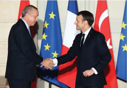  ?? Pool
Foto: EPA / lUDoVIC MARIN / ?? Turkiets president Recep Tayyip Erdogan och Frankrikes president Emmanuel Macron.