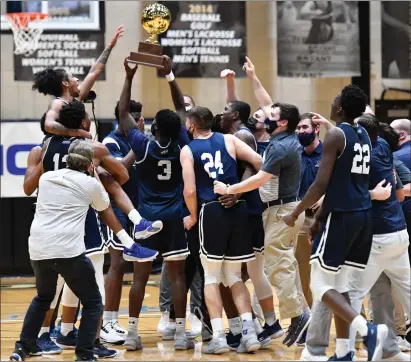  ?? Photo by Jerry Silberman / risportsph­oto.com ?? For the second time in four days, No. 4 Mount St. Mary’s went on the road and won a NEC Tournament game. After knocking off regular-season champion Wagner Saturday in New York, the Mountainee­rs won the conference title with a 73-68 win over Bryant.