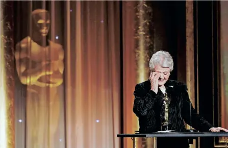  ?? ?? BRITISH actress Angela Lansbury is overcome with emotion after accepting an Honorary Award at the 5th Annual Academy of Motion Picture Arts and Sciences Governors Awards at The Ray Dolby Ballroom in Hollywood, California November 16, 2013. | Reuters