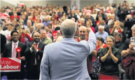  ?? AARON CHOWN ?? Labour leader Jeremy Corbyn at a rally in Swindon yesterday