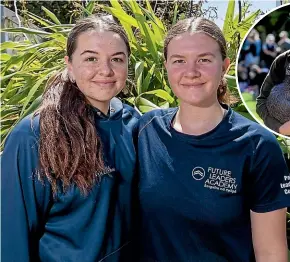  ?? ?? Waitara High School head student Nicola Stanton, left, turned wool into water filters to stop fat and oil from clogging up the school’s wastewater systems. She is working with her sister Jessica to apply for funding to expand the project.