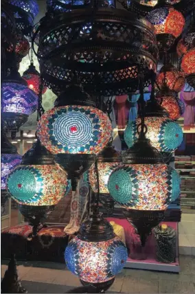  ??  ?? Turkish lamps come in varous colours and patterns .