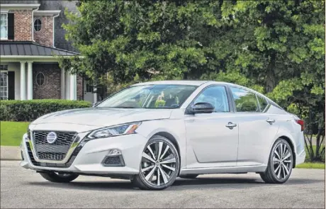  ??  ?? 2019 Nissan Altima 2.5 SV AWD Five trim levels are offered – S, SR, SV, SL and Platinum, plus AWD