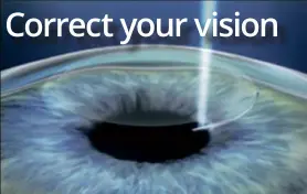  ??  ?? In a single step, a small incision of less than 4mm is made in the cornea by laser to remove a small piece of corneal tissue called the lenticule.