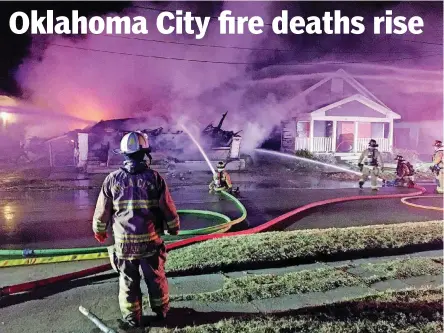  ?? [PHOTO PROVIDED BY THE OKLAHOMA CITY FIRE DEPARTMENT] ?? A vacant home caught fire in January in northwest Oklahoma City. Fire officials said the home was a complete loss and firefighte­rs later found the bodies of three people in the rubble.