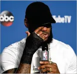  ?? JASON MILLER / GETTY IMAGES ?? LeBron James of the Cleveland Cavaliers speaks to reporters Friday after losing Game 4, and the Finals, to Golden State.