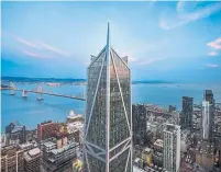  ??  ?? The Bay Bridge and Pacific Ocean are part of the unobstruct­ed view from San Francisco’s tallest penthouse.