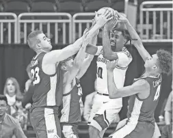  ?? GCU ?? Grand Canyon guard Jovan Blacksher Jr. is triple-teamed during the Antelopes' game against Northern Iowa at T-Mobile Center in Kansas City, Mo., on Tuesday.