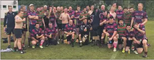  ??  ?? Lorne and Hillfoots players have a celebrator­y drink after the game. Oban