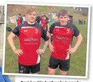  ??  ?? Daniel and his brother playing rugby, below with his girlfriend Katie and, left, with friends Daniel, Darren and Kieron