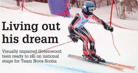  ?? JASON MALLOY PHOTOS ?? Hayden Denouden, a visually impaired 14-year-old Greenwood resident, competes in a race at Ski Wentworth on Feb. 11. He will compete for Team Nova Scotia at the upcoming Canada Games. For more Games’ coverage, see Page 4.