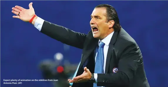  ??  ?? Expect plenty of animation on the sidelines from Juan Antonio Pizzi. (AP)