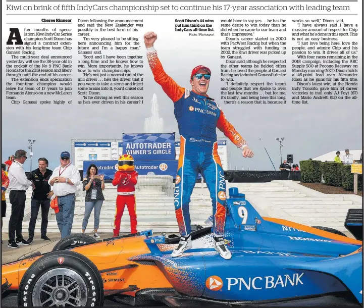  ?? Photo / Photosport ?? Scott Dixon’s 44 wins put him third on the IndyCars all-time list.