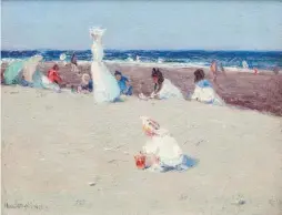  ??  ?? Hobart Nichols Jr. (1869-1962), On the Beach. Oil on panel, 8 x 10 in., signed lower left.