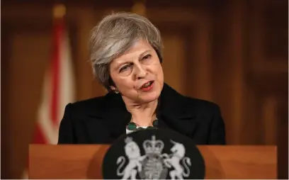  ?? DUNHAM
FOTO: LEHTIKUVA / AFP / MATT ?? ■Storbritan­niens premiärmin­ister Theresa May under en presskonfe­rens i torsdags.