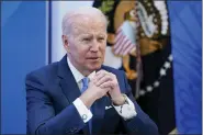  ?? AP PHOTO/SUSAN WALSH ?? President Joe Biden speaks as he meets with small business owners in the South Court Auditorium on the White House complex in Washington, Thursday, April 28, 2022.